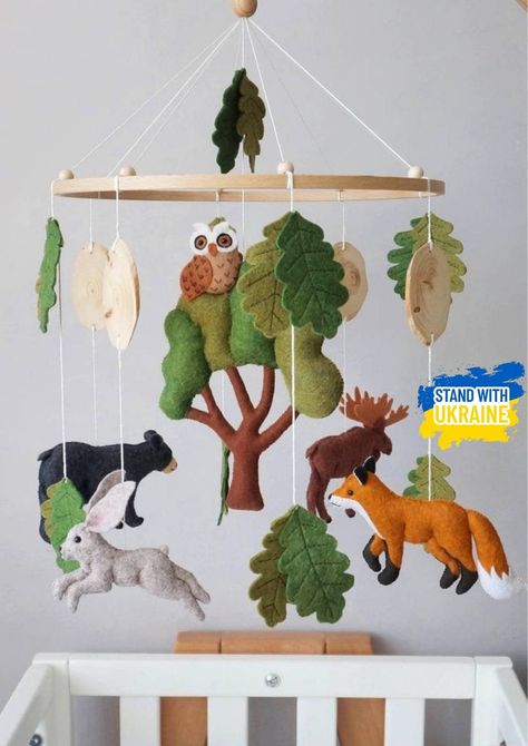 Woodland Animals Mobile, Moose Nursery, Bos Baby, Baby Mobile Boy, Woodland Animals Nursery, Woodland Mobile, Baby Boy Mobile, Textile Inspiration