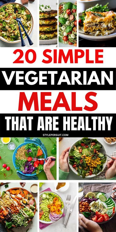 For busy individuals or those looking to incorporate more plant-based meals into their diet, quick and easy vegetarian options are a lifesaver. With just a few simple ingredients and minimal cooking time, you can whip up delicious and nutritious vegetarian meals in under 30 minutes. Here are 26 mouthwatering recipes to inspire your next meatless meal: No Meat Healthy Meals, Vegitaren Recipes Fast, Vegetarian Meals Dinner, Quick And Easy Vegetarian Recipes, Vegetarian Meals Easy, Fast Vegetarian Dinner, Vegetarian Meal Ideas, Easy Vegetarian Meals, Simple Vegetarian Recipes