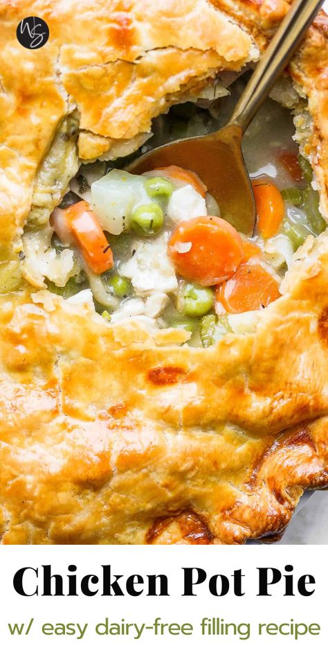 Dairy Free Chicken Potpie, Dairy Free Chicken And Biscuits, Chicken Pot Pie Without Milk, Non Dairy Pot Pie, Dairy Free Chicken Pot Pie Filling, Easy Dairy Free Chicken Pot Pie, Dairy Free Turkey Pot Pie, No Dairy Chicken Pot Pie, Chicken Pot Pie No Dairy