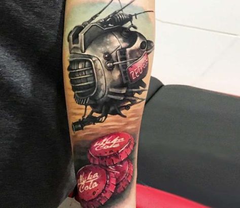 Elder Scrolls Tattoo, Steve Butcher Tattoo, Fallout Tattoo, Rose Flower Tattoos, Devil Tattoo, Planet Tattoos, 100 Tattoo, Fallout Game, Fantasy Tattoos