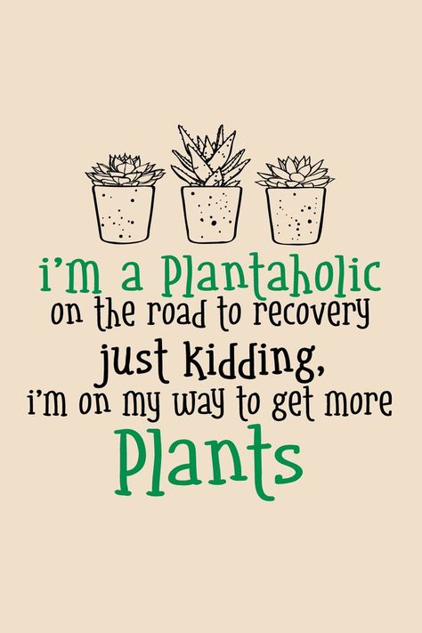 I'm a plantaholic on the road to recovery, Just kidding, I'm on my way to get more plants - Plant Lover Plant Jokes, Sacred Garden, Road To Recovery, Plants Quotes, Lovers Quotes, Plant Therapy, Garden Quotes, House Plants Decor, Indoor Gardening