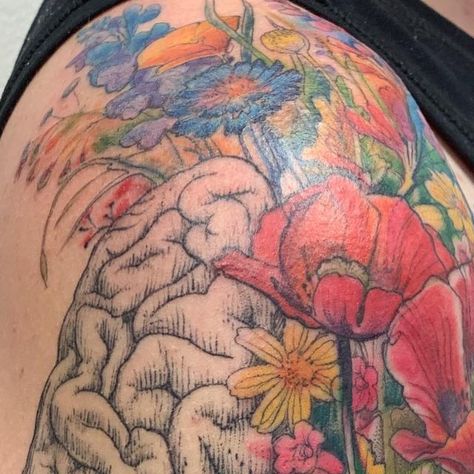 Brain Tattoo, July 11, Loose Style, The Flowers, The Brain, Brain, Tattoos, Floral, Flowers