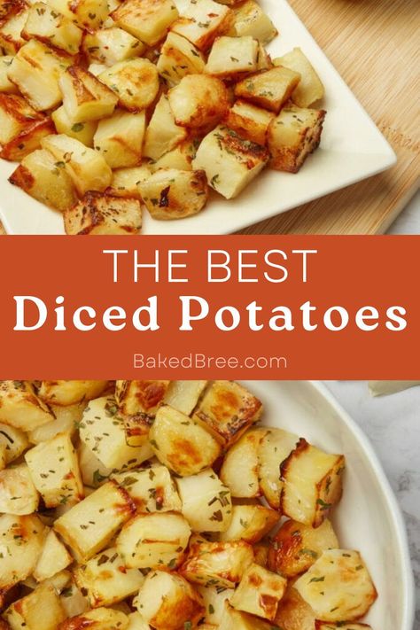 Crispy on the outside, tender on the inside, Diced Potatoes for the win! Baked Diced Potatoes Oven, Diced Baked Potatoes In The Oven, Diced Potatoes Recipes, Best Diced Potato Recipe, Diced Seasoned Potatoes In Oven, Diced Potatoes Skillet, Potatoes In The Oven Diced, Diced Red Potatoes Recipes, Baked Diced Potatoes