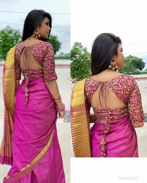 Brocade Blouse Designs, Blouse Designs High Neck, Cotton Blouse Design, Blouse Designs Catalogue, Backless Blouse Designs, New Saree Blouse Designs, Wedding Saree Blouse Designs, Blouse Back Neck Designs, Blouse Design Images