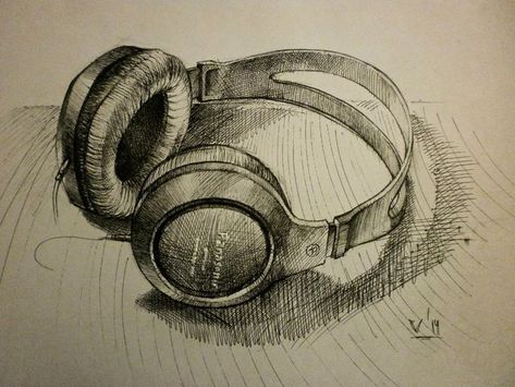 Neck Art Reference, Headphones On Neck, How To Draw Headphones, Draw Headphones, Headphones Around Neck, Headphone Sketch, Headphones Drawing, Headphones Art, Neck Art