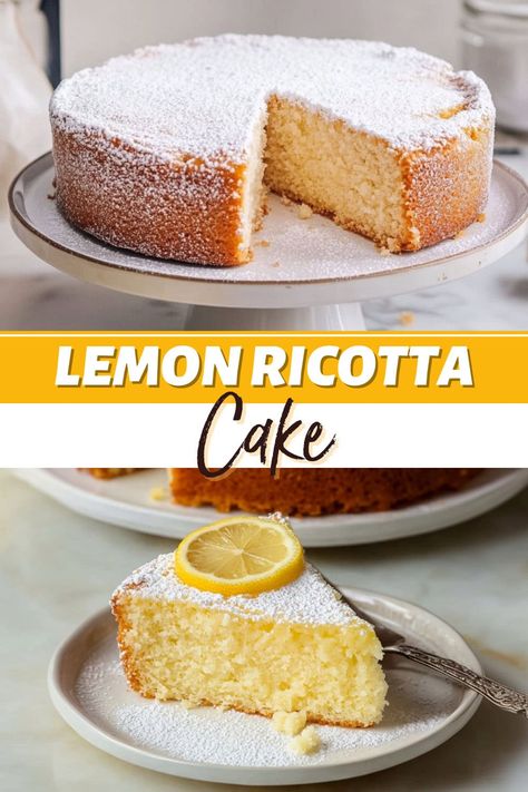 Flourless Lemon Ricotta Cake, Gluten Free Italian Lemon Ricotta Cake, Healthy Ricotta Cake, Gluten Free Lemon Ricotta Cake, Smooth Ricotta Recipes, Keto Lemon Ricotta Cake, Limoncello Ricotta Cheesecake, Gluten Free Ricotta Cake, Ricotta Dessert Recipes