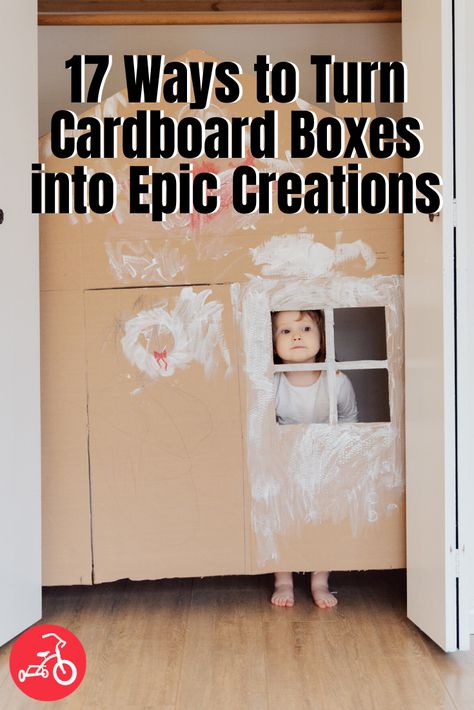 Amazing Cardboard Creations for Kids Toddler Cardboard Box Activities, Cardboard Creations For Kids, Cardboard Forts For Kids, Crafts Using Cardboard Boxes, Toddler Cardboard Crafts, Large Cardboard Box Ideas For Kids, Cardboard Kids House, Cardboard Box Houses For Kids, Kids Forts Inside