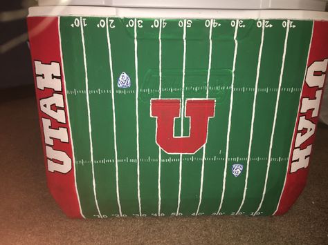 Painted cooler college football field Utah Acacia Fraternity Cooler, Frat Coolers Formal Pike, Fraternity Formal Cooler, Painted Coolers For Guys Fraternity, Painted Fraternity Coolers, Aepi Fraternity Cooler, Formal Cooler Ideas, Fraternity Coolers, Frat Coolers