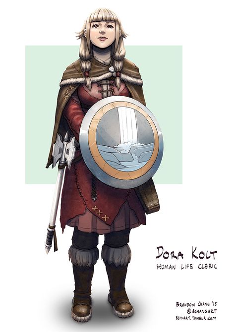 C: Dora Kolt, Human Life Cleric of Eldath by bchart Life Cleric, Dnd Cleric, Medium Armor, Dungeons And Dragons Characters, Female Human, Fantasy Warrior, Fantasy Rpg, Fantasy Inspiration, Character Creation