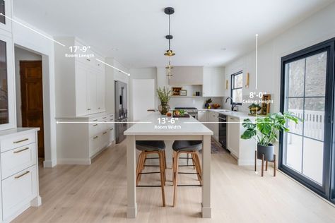 OUR KITCHEN DIMENSIONS - The LKS Address Kitchen Layout Peninsula, Santa Barbara Kitchen, Kitchen Island Placement, Narrow Kitchen Layout, Long Narrow Kitchen, Kitchen With Long Island, Narrow Kitchen Island, Valley Kitchen, Peninsula Kitchen