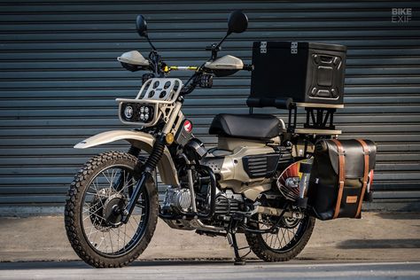 Motorcycle Build, Honda Ct 125 Trail, Honda Mini Bike, Motorcycle With Saddlebags, Cargo Bike Design, Honda 125, Three Wheel Bicycle, Air Filter Cover, Honda Super Cub