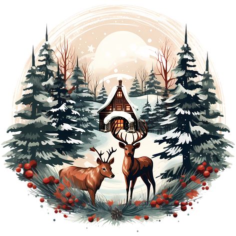 Raindeer with christmas tree in the forest. Watercolor illustration AI Generative Christmas Forest Illustration, Forest Watercolor, Christmas Forest, Forest Illustration, With Christmas Tree, Forest Theme, Christmas Illustration, In The Forest, Yule