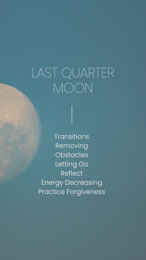 Last quarter moon energy ✨ Learn more about connecting with the lunar cycles at cyclesjournal.com #cycles #mooncycle #lastquarter #lastquartermoon 3rd Quarter Moon Ritual, Third Quarter Moon Ritual, Last Quarter Moon Magic, Last Quarter Moon Ritual, Quarter Moon Ritual, Wiccan Tips, Last Quarter Moon, Moon Activities, Lunar Witch