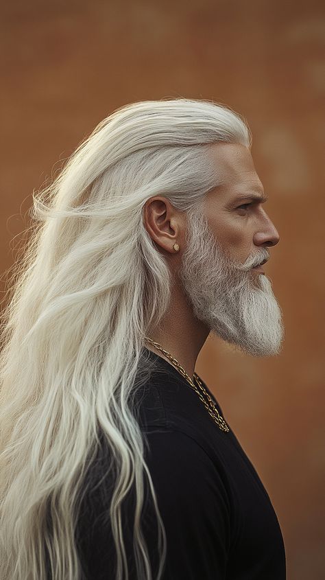 Men’s Medium Long Hair, Male Elf Hair, Long Silver Hair Men, White Long Hair Men, Targaryen Inspired Hair, Long White Hair Men, Long White Hair Male, Long Male Hairstyles