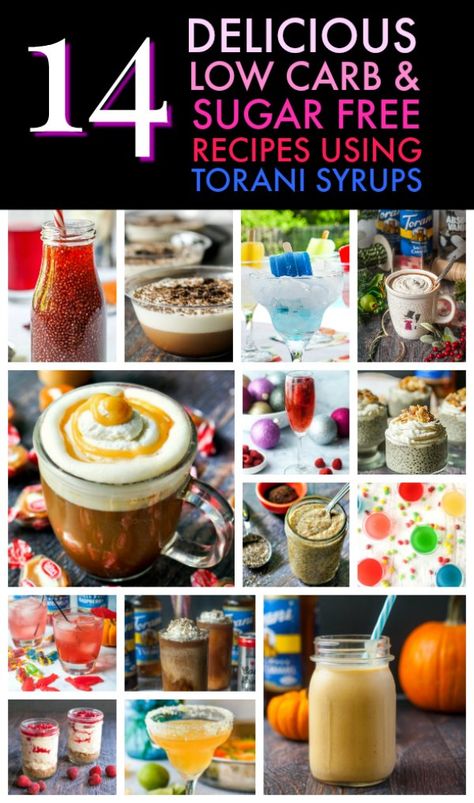 If you are looking for delicious low carb & sugar free recipes to satisfy your sweet tooth, try these 14 recipes using Torani syrups. Coupon too! #sugarfree #syrups #Torani #Pumpkinsobasic #lowcarb #keto #sweets #lowcarbdessert Low Carb Sugar Free Recipes, Sugar Free Syrup Recipe, Torani Syrup Recipes, Torani Recipes, Sugar Free Smoothies, Sugar Free Coffee Syrup, Torani Syrup, Nourishing Meals, Sugar Free Drinks