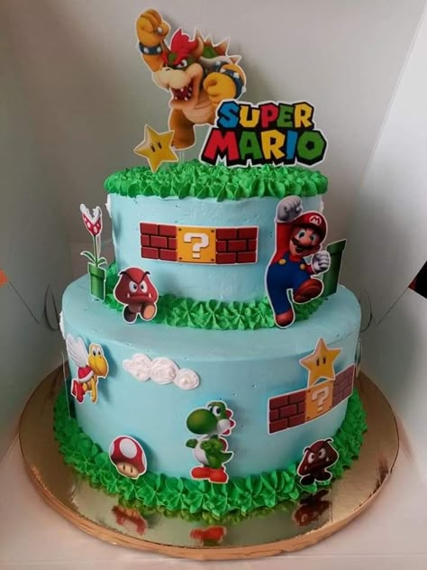 Super Mario Bros Cake Ideas, Mario Bros Cake Ideas, Mario Birthday Cakes, Supermario Cakes, Mario Birthday Party Cake, Super Mario Bros Birthday Cake, Mario Cake Ideas, Bowser Cake, Mario Bros Birthday Cake