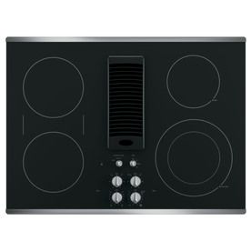 Cooktop With Downdraft, Downdraft Vent, Downdraft Cooktop, Ge Profile Appliances, Single Wall Oven, Induction Heating, Kitchen Glass, Glass Cooktop, Pan Sizes