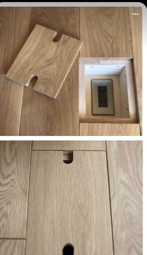 How to do outlets in floor Electrical Outlet In Floor, Living Room Floor Outlets, Trendy Home Exterior, Hidden Floor Outlet, Outlet Ideas Electrical, Hidden Floor Storage, Hiding Electrical Box Inside House, How To Hide Outlets In Kitchen, Newlywed House Decor