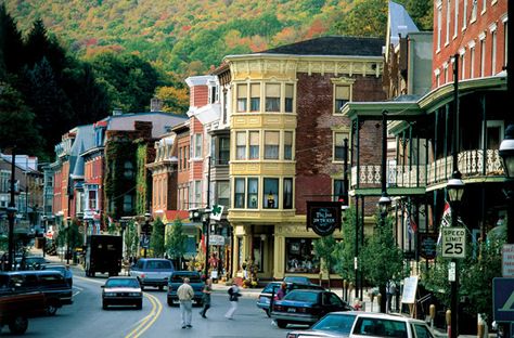 Jim Thorpe, Pennsylvania, is tucked deep into a steep valley in the Poconos. Bushkill Falls Pa, Poconos Vacation, Poconos Mountains, Jim Thorpe Pennsylvania, Bushkill Falls, Week Inspiration, Jim Thorpe, Small Towns Usa, The Poconos