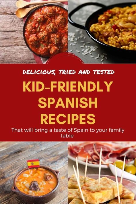 Foods From Spain Traditional, Spanish Food Recipes Spain Authentic, Easy Spanish Food Recipes, Spain Food Recipes, Spain Theme Party, Food From Spain, Spanish Meal, Spain Crafts, Spanish Themed Party