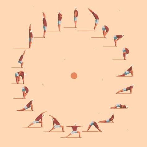 20 different yoga poses drawn for morning yoga routine Sun Salutation Yoga, Yoga Sun Salutation, Arte Yoga, Morning Yoga Routine, Surya Namaskar, Yoga World, Yoga Inspo, Yoga Poster, Sup Yoga