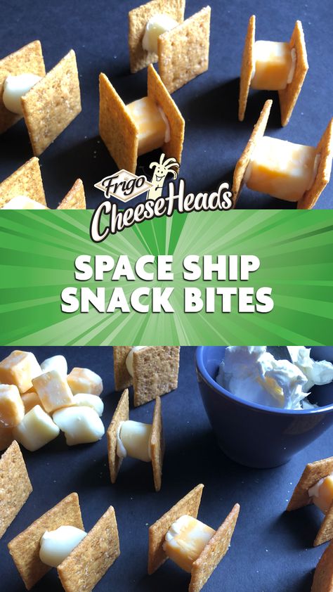 Frigo® Cheese Heads® snacking cheeses go to the movies! Make some space on your movie night for a cheese-and-crackers craft that will have you seeing stars! For even more snacking ideas, visit our website. Steller Vbs Snacks, Outer Space Snacks For Preschool, Healthy Space Themed Snacks, Outer Space Snacks, Space Snacks For Kids, Space Themed Snacks, Space Themed Food Ideas, Galactic Snacks, Vbs Snack Ideas