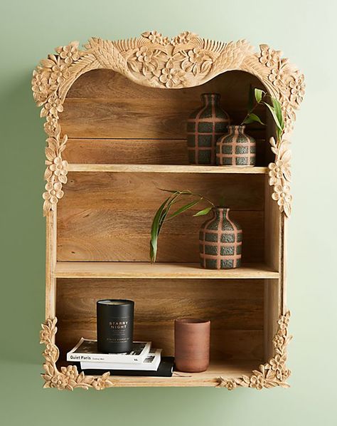 STYLECASTER | Kondo Your Home: 26 Home Storage Products That Are Equal Parts Cute and Practical Unique Cabinets, Cool Wood Projects, Decor Pillows, Wooden Shelf, Wall Storage, Wood Shelves, Decoration Design, Decorative Storage, Wall Shelves