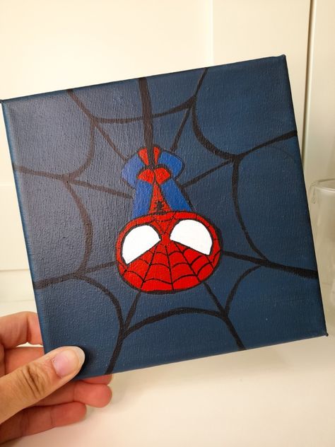 Drawing Ideas Easy Spiderman, Spiderman Canvas Painting Easy, Spider Man Painting Ideas, Anime Easy Painting Ideas, Spiderman Cute Drawing, Disney Easy Paintings, Painting Ideas On Canvas Spiderman, Płótno Aesthetic, Things To Draw Spiderman