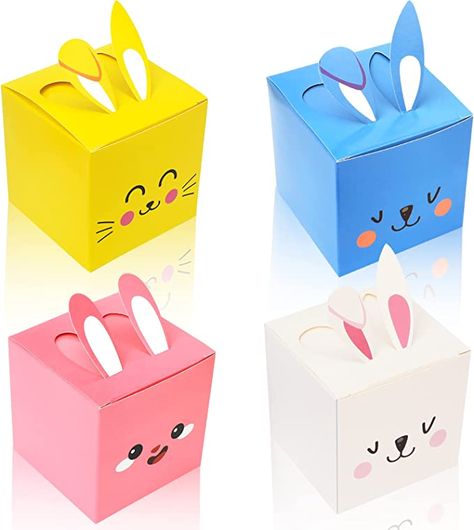 DPKOW 12 Pack Easter Bunny Boxes Gift Present, Easter Treats Boxes Bags Easter Party Favour Boxes for Kids Children Craft, Easter Egg Boxes Sweets Cookie Goodie Boxes for Easter Hunt Games Activities Easter Favor Boxes, Easter Egg Projects, Arts And Crafts Box, Egg Boxes, Make Your Own Banner, Easter Treat Box, Craft Easter, Happy Easter Banner, Craft Boxes