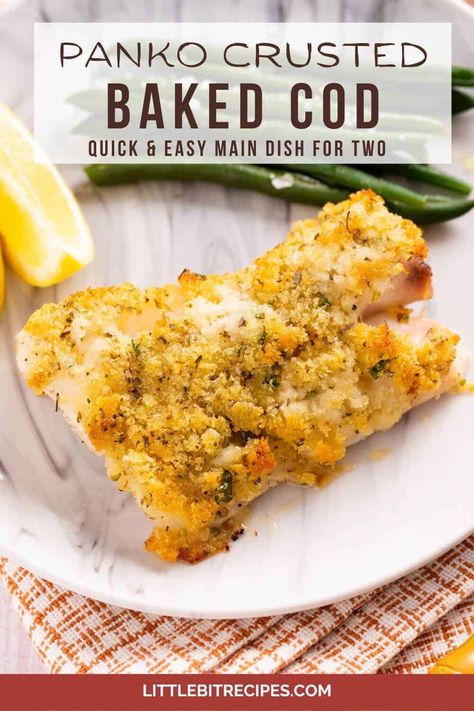 Cod Recipes Oven, Cod Baked, Peanut Butter Cookie Recipe Soft, Panko Crusted Cod, Oven Baked Cod, Vegan Seafood, Crusted Cod, Cod Dishes, Baked Cod Recipes