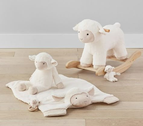 Lamb Critter Nursery Rocker | Pottery Barn Kids Sheep Nursery Theme, Lamb Nursery Theme, Lamb Nursery Decor, 99 Sheep, Barnyard Nursery, Nesting For Baby, Baby Essential List, Sheep Nursery, Lamb Nursery