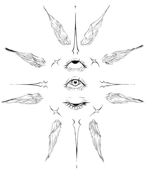 6 Wings Tattoo, Eye Wings Tattoo, Eye Spine Tattoo, Eyes Drawing Tattoo, Angel Eyes Tattoo, Eye Back Tattoo, Eye With Wings Tattoo, Back Tattoos Wings, Wings With Eyes