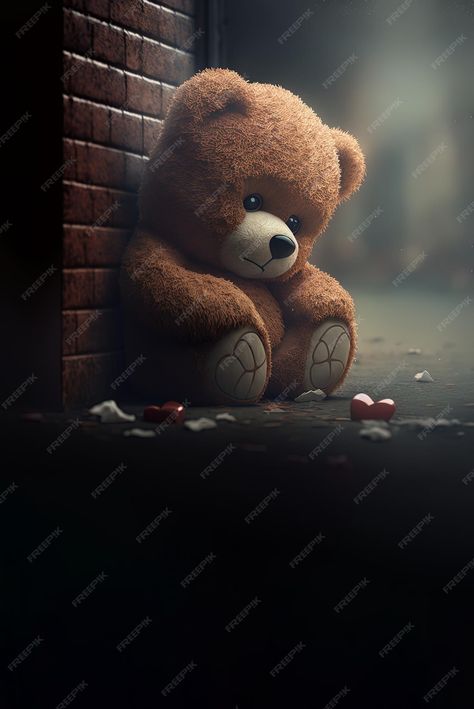 Lonely Photo Ideas, Teddy Bear Background, Bear Background, Teddy Photos, Teddy Bear Drawing, Teddy Pictures, Realistic Cartoons, Teddy Bear Wallpaper, Broken Hearted