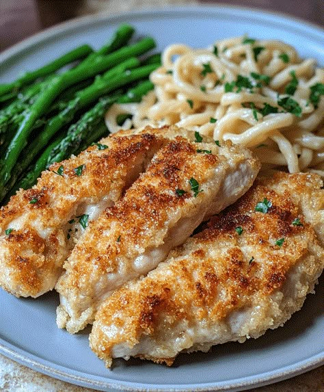 Parmesan crusted chicken, a crispy, golden chicken breast coated in Parmesan and breadcrumbs, ready in 30 minutes for a quick dinner. Bacon Crusted Chicken, Best Parmesan Crusted Chicken, Pan Fried Parmesan Crusted Chicken, Parmesan Crusted Chicken Sides, Chicken Breast Parmesan Recipe, Crispy Chicken Parmesan, Panko Crusted Chicken, Parmesan Crusted Chicken Recipe, Crispy Chicken Breast