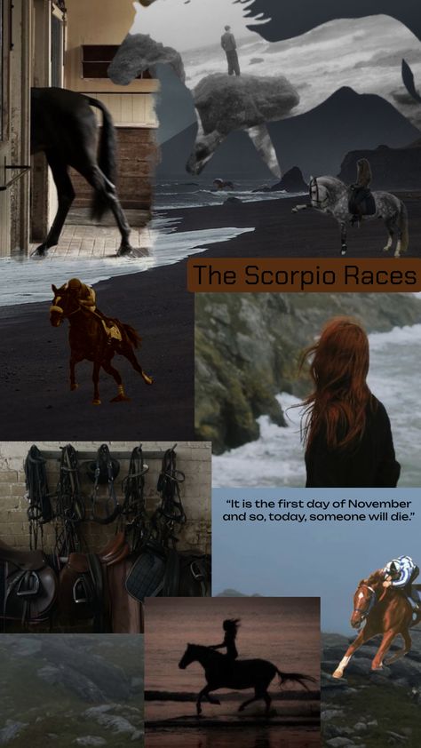 The Scorpio Races by Maggie Stiefvater #bookaesthetic #bookcollage #booklovers Races Aesthetic, The Scorpio Races, The Scorpio, Maggie Stiefvater, Halloween Season, Book Aesthetic, Cool Wallpaper, Book Lovers, Phone Wallpaper