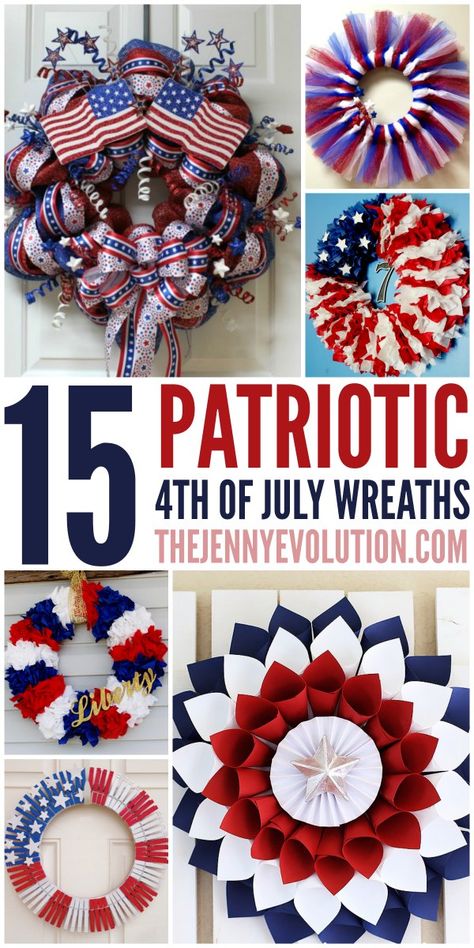 Take a look at these beautiful patriotic wreaths for some step-by-step tutorials and creative ideas to help you decorate your home for Independence Day. 4th Of July Wreaths, Diy Wreath Ideas, Diy Patriotic Wreath, Fourth Of July Wreath, Patriotic Wreaths, Fourth Of July Decorations, July Wreath, Fourth Of July Decor, Patriotic Crafts