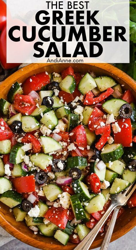 Homemade Greek Salad Dressing, Homemade Greek Salad, Greek Cucumber, Greek Cucumber Salad, Mediterranean Salad Recipe, Easy Zucchini Recipes, Greek Salad Dressing, Salad Lunch, Vegetable Crisps