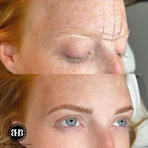 Redhead Eyebrow Tint, Redhead Microbladed Eyebrows, Microblading Eyebrows Redhead, Blonde Microblading, Dye Eyelashes, Eyebrows Redheads, Blonde Brows, Brow Shapes, Light Brown Eyebrows