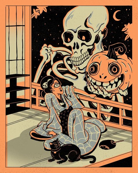 Balt-O-Ween Day 15: Dead Parts | Instagram Japanese Halloween Wallpaper, Japan Halloween, Japanese Halloween, Halloween Ilustraciones, Halloween Japan, Halloween Tattoos, Halloween Illustration, Japanese Tattoo Art, Halloween Wallpaper