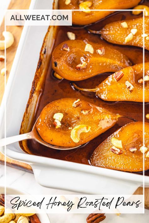 🍯 30-Minute Spiced Honey Roasted Pears! 🍐  Looking for a quick, delicious dessert? These pears are perfect!  ✨ Ready in 30 Minutes: Fast and easy! ✨ Warm & Sweet: Honey and spices make them taste amazing. ✨ Simple & Elegant: Easy to make but looks fancy. ✨ Naturally Sweet: Fresh pears and honey for a healthier treat.  Pin this for your next sweet craving! 🍯🍐  #EasyDessert #RoastedPears #QuickAndTasty #SweetAndSimple #ComfortFood Roast Pears Dessert, Pear Varieties, Roasted Pears, Fall Movies, Spiced Honey, Pear Cider, Pear Dessert, Roasted Pear, Apple Crisp Easy