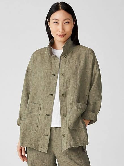 Linen Jackets Women, Stand Collar Jacket, Fair Trade Clothing, Stand Collar Jackets, Linen Fashion, Linen Jackets, Linen Jacket, Collar Jacket, Spring Jackets