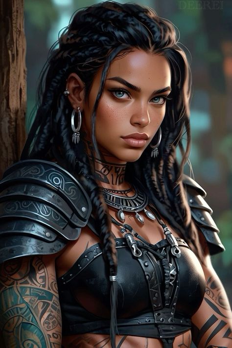 Dark Female Character, Tiktok Jewelry, Jungle Warriors, Viking Warrior Woman, Easy Party Hairstyles, Artwork Unique, Pinterest Art, Hair Instagram, Female Character Concept