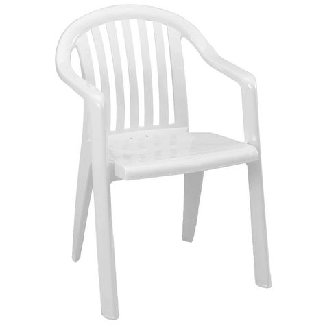 In 1983 the #Grosfillex Group manufactured out-door Resin Garden #Chair. They were originally released at a whopping $50! White Plastic Chair, Balkan Summer, Character Environment, White Plastic Chairs, Commercial Outdoor Furniture, Plastic Chairs, Garden Chair, Aluminum Furniture, Plastic Furniture