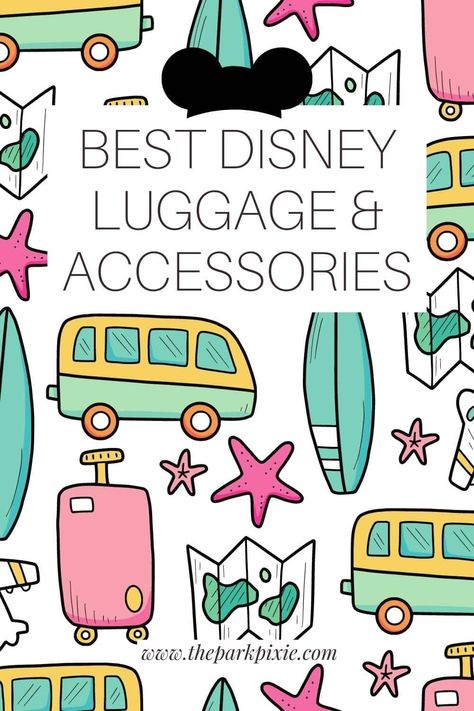 Make your Disney trip extra special with some Disney luggage and travel accessories. Check this post for the best carry ons, luggage for kids, makeup bags, luggage tags, passport holders, and more - all with a Disney twist. Disney Travel Accessories, Luggage For Kids, Disney Makeup Bag, Disney Luggage Tags, Disney Luggage, Cute Luggage, Disney Makeup, Passport Holders, Adventures By Disney