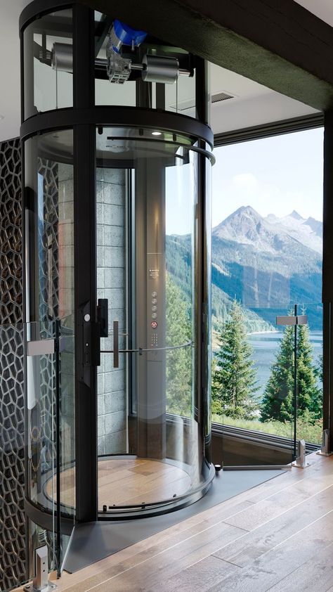 Design for your unique home style with the Savaria Vuelift panoramic home elevator. Your investment in convenience for today also ensures mobility and independence for the future. Learn more at https://vuelift.com/inquire/ Panoramic Elevator Design, In Home Elevator, Small House Lifts, Panoramic Lift, Panoramic Elevator, Hydraulic Elevator, Home Elevators, Home Elevator, House Lift