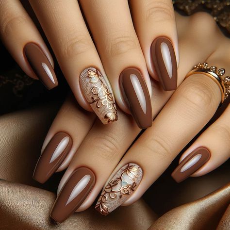 45+ Acrylic Nails to Inspire Your Next Nail Designs - CozyLifeJournal Brown Gel Nails Designs, Nail Inspired, Extension Styles, Hello Nails, Pedicure Designs, Vibrant Patterns, Nail Beauty, Nail Forms, Elegant Nails