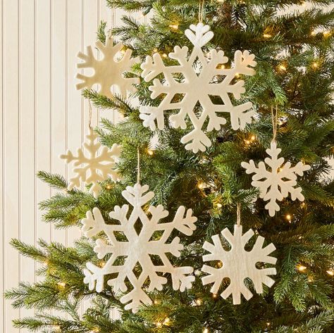 Wool Snowflake Ornaments (Set of 8) | West Elm West Elm Christmas, Wool Snowflake, Christmas Kids Room, Modern Christmas Ornaments, Elegant Christmas Decor, Modern Christmas Decor, Christmas D, Snowflake Ornaments, Elegant Christmas