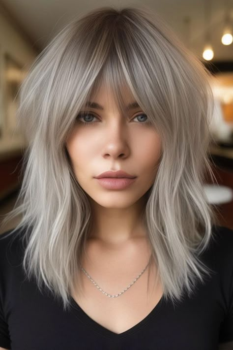 Brigitte Bardot Haircut, Brigitte Bardot Style, Long Textured Hair, Brigitte Bardot Hair, Long Layers With Bangs, Bardot Hair, Butterfly Hairstyle, Grey Hair Transformation, Medium Layered Haircuts