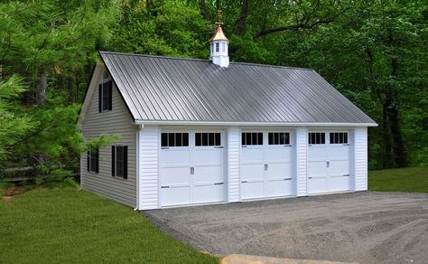 24'x36' 3 Car Detached Garage - Traditional - Garage - Other - by Quarry View Building Group Detached 3 Car Garage, Three Car Garage Plans, Detached Garage Designs, 3 Car Garage Plans, Barn Style Garage, Garage Shop Plans, Craftsman Remodel, View Building, Pole Barn Garage