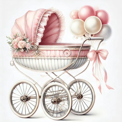 Vintage Baby Carriage, Face Illustrations, Stroller Baby, Face Illustration, Art Greeting Cards, Baby Carriage, Jpg Images, Transparent Design, Vintage Baby